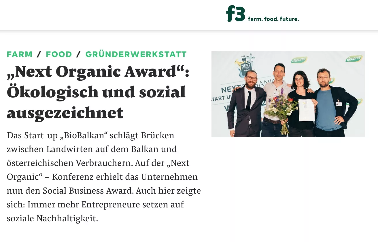 Artikel im f3 Magazin über BioBalkan