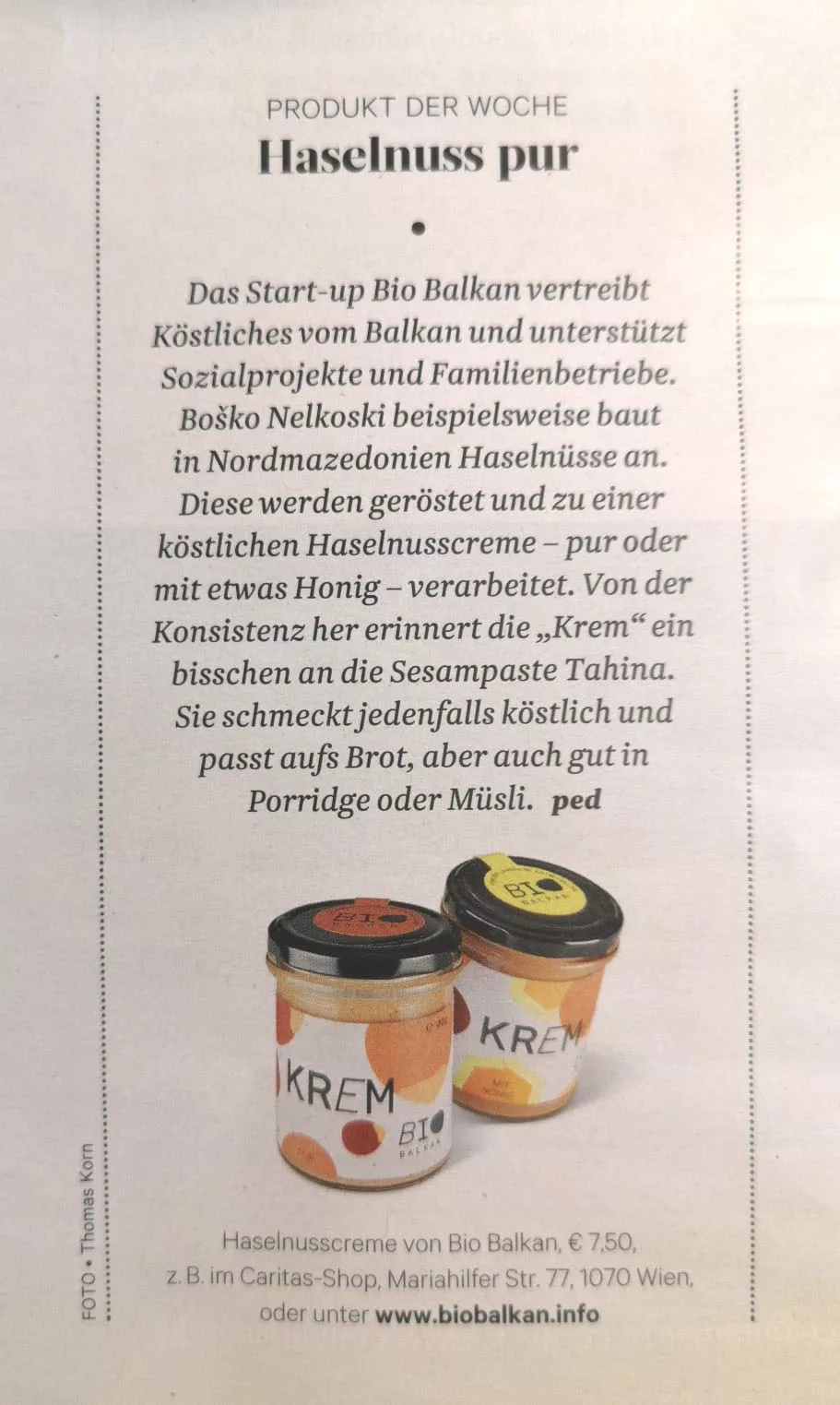 Das RONDO/Standard stellt die BioBalkan Krem vor