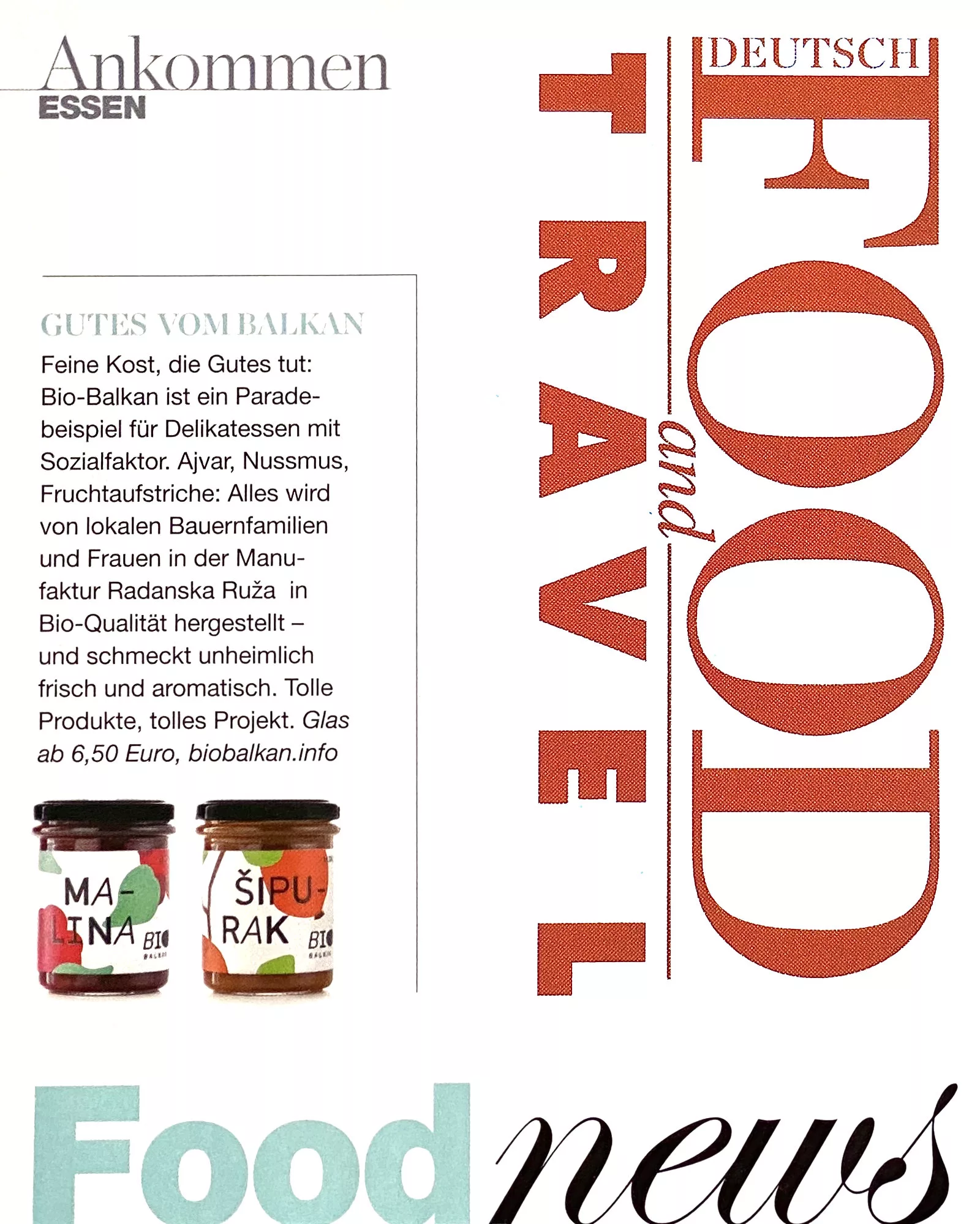 Bericht über BioBalkan im Magazin Food&Travel Deutschland