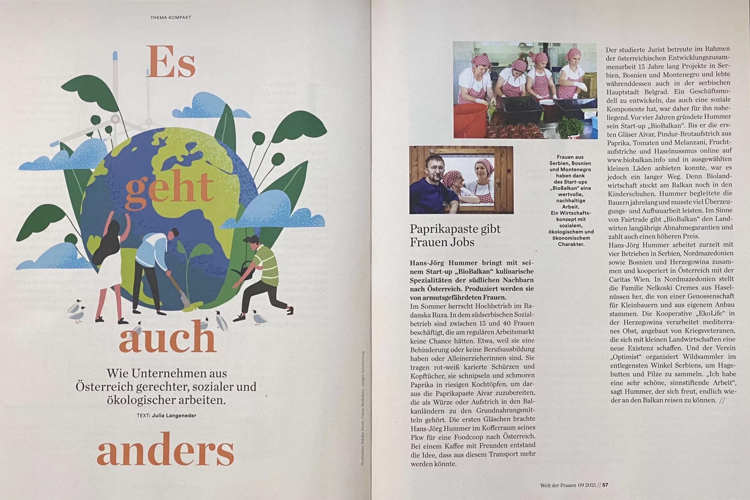 Das Magazin Welt der Frauen berichtet über BioBalkan als nachhaltiges und soziales Unternehmen.