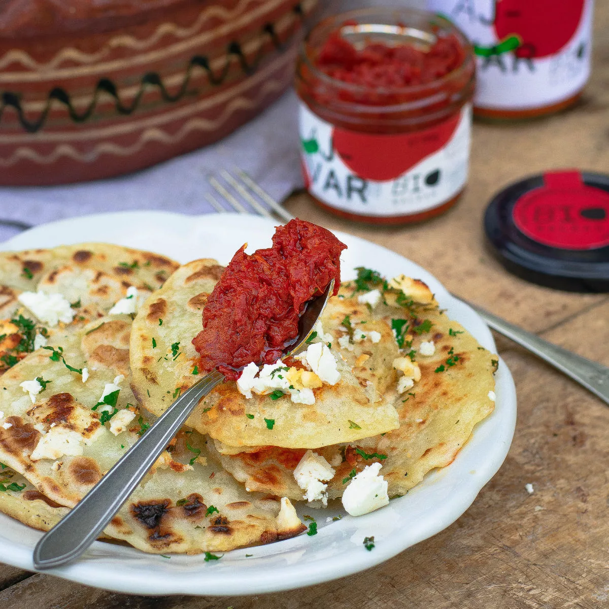 Traditionelles serbisches Rezept Flije mit Bio Ajvar von BioBalkan