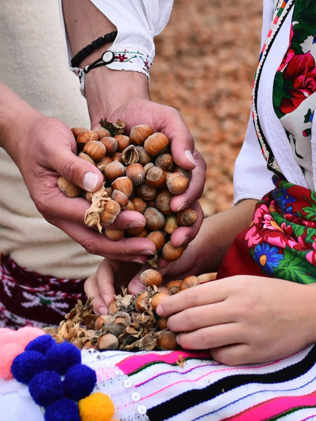 Haselnuss vom Ohrid See, Menschen in Tracht
