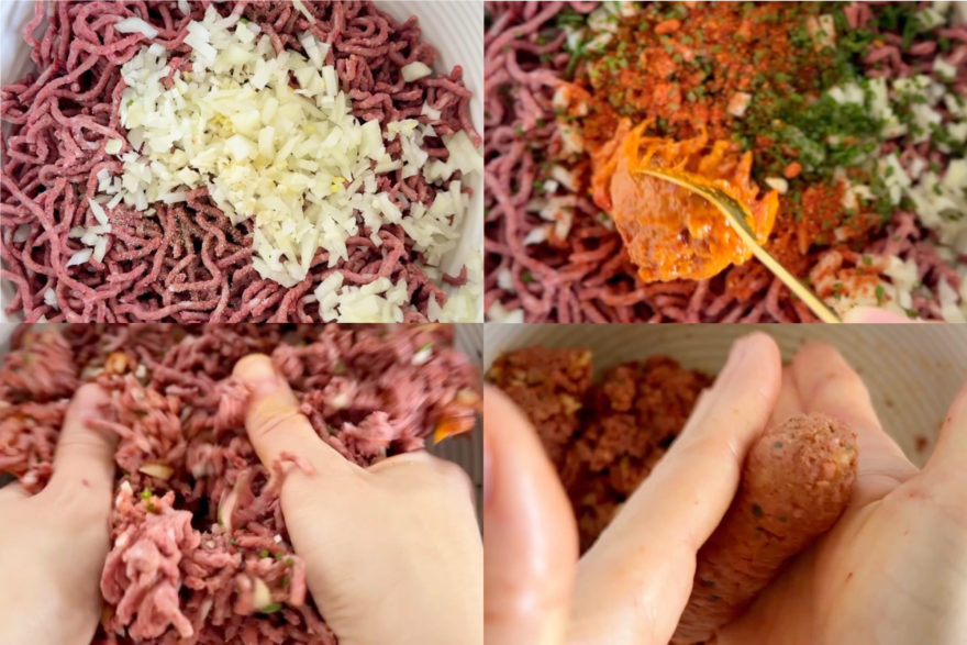 Vegane Ćevapčići, vier Schritte