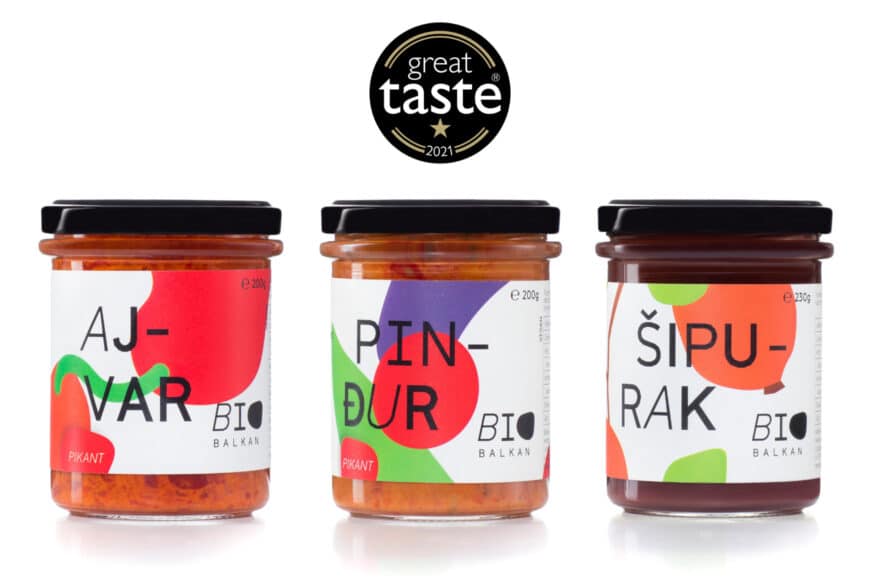 Great Taste Award für die BioBalkan Produkte Ajvar pikant, Pindur und Sipurak